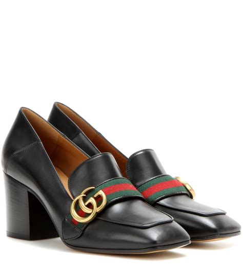 gucci black suede loafers|gucci loafer with heel.